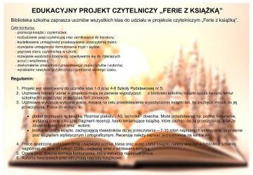 Edukacyjny Projekt Czytelniczy „Ferie z książką”