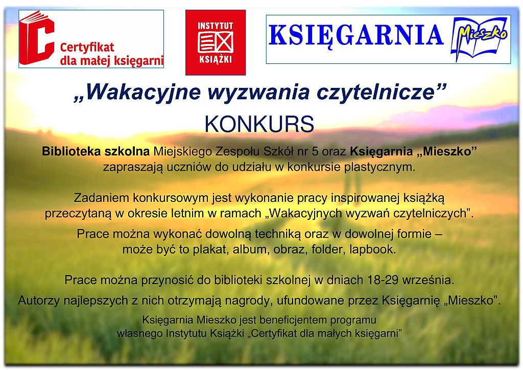 Wakacyjne wyzwania czytelnicze ”Konkurs